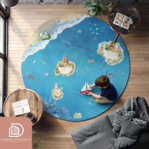 Nautical Themed Round Rug - Etsy
