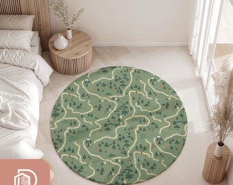 Kids Road Play Rug, Woodland Nursery Play Mat, Mountain Road Map