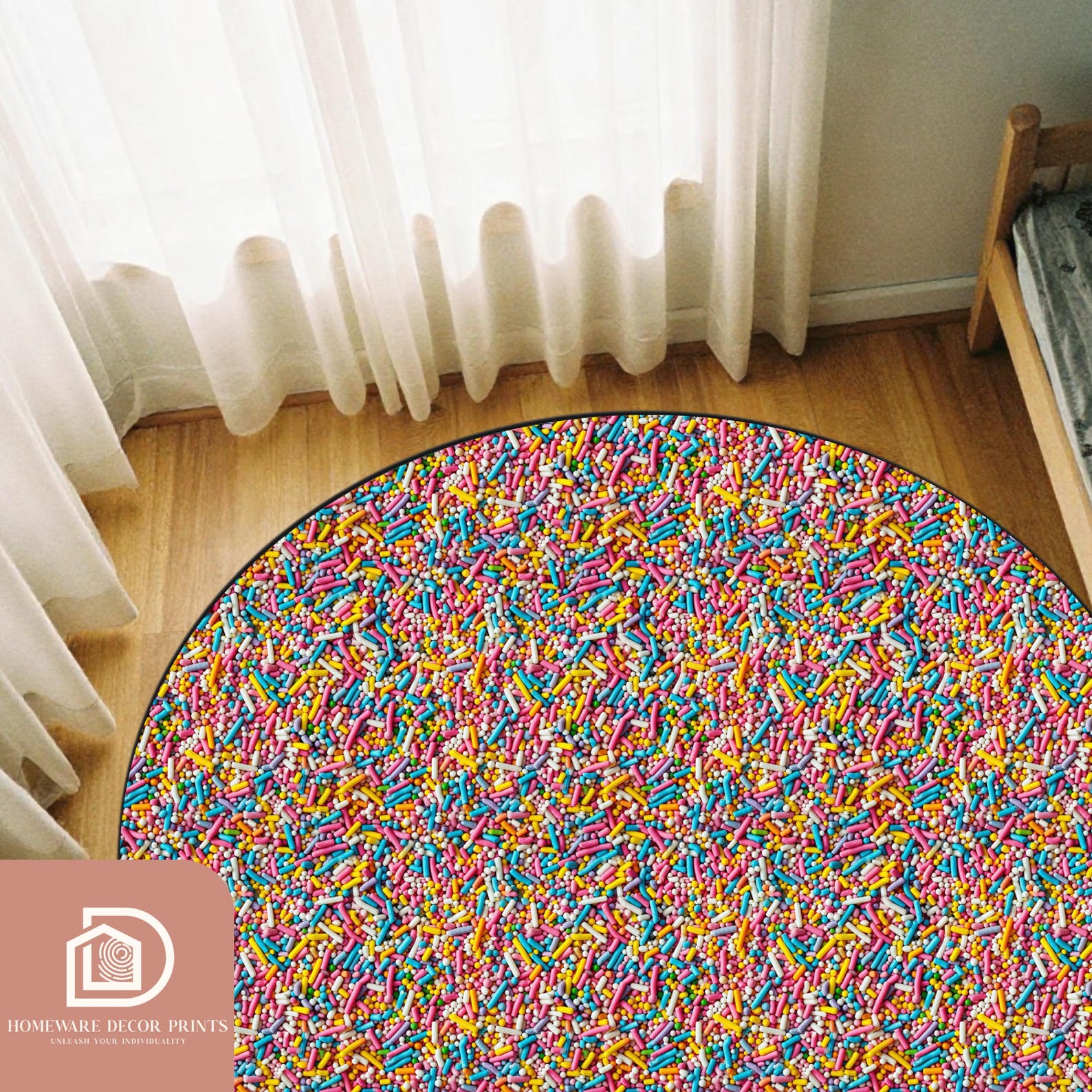 Candy Rug Inpo Confetti Round Rug, Colorful Candy Circular Mat, Sprinkle Sweets Large ...