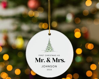 Personalized Mr and Mrs/ First Christmas/ 2023/ Ceramic/ Ornament/Tree