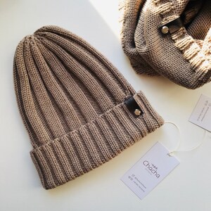 2 Piece Set Fall Beanie & Neck Gaiter Merino Wool Warm