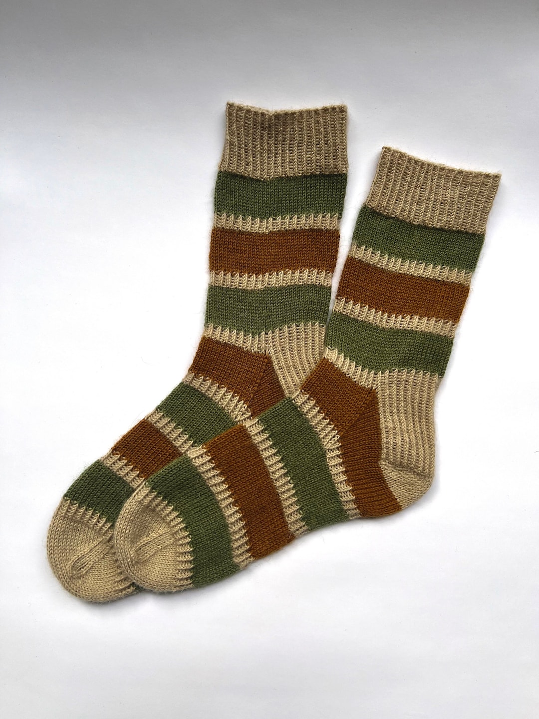 Striped Hand Knit Socks for Women Wool Knit Socks Warm Etsy