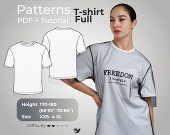 Beginner-Friendly Classic T-Shirt Pattern Sizes, 2XS-4XL / Easy Sewing / Jersey Fabric