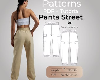 Jogger for Woman Pants PDF Sewing Patterns: Comfort Meets Style, Size 3XS-4XL, Height  170-180 cm (5'7" - 5'11")