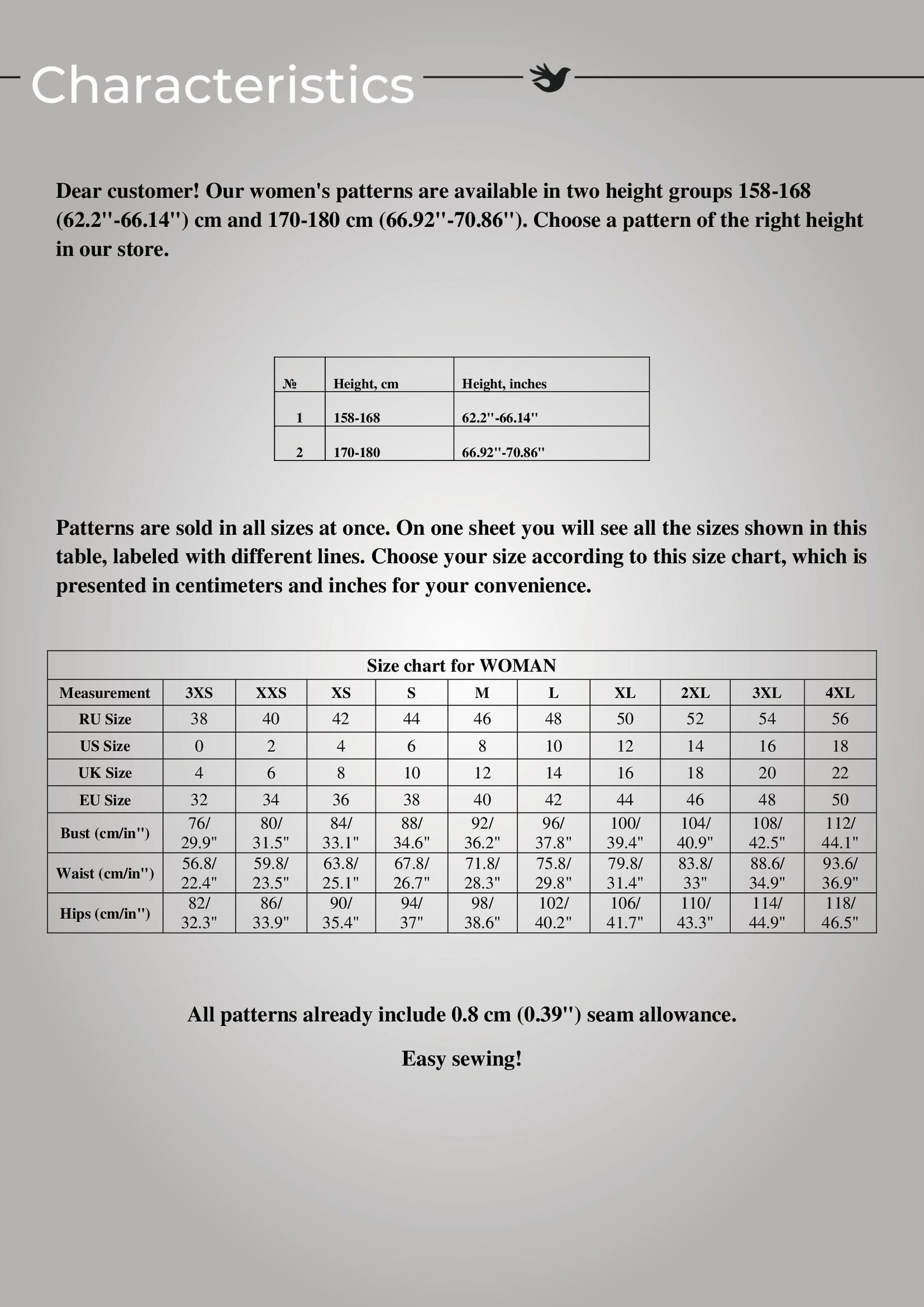 Pattern Height PDF Pattern for Discover Sweatshirt | Instant Download | XXS-4XL ...