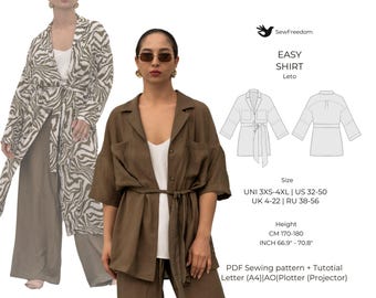 Women's Summer Shirt | PDF Shirt Pattern | Shirt Pattern for Height 170-180 cm