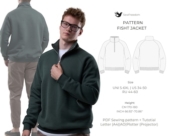 Men's Sweatshirt | Stylish Sweatshirt Pdf Pattern | Sweatshirt Pattern XS-XL (US 0-18) | Height 170-180 cm