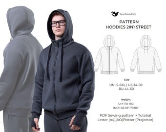 Men’s Hoodie | Stylish PDF Sewing Pattern | Sizes XS-XL | Height 170-180 cm