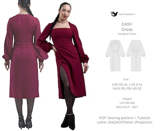 Women’s Straight Dress | PDF Sewing Pattern | Pattern for Height 158–168 cm