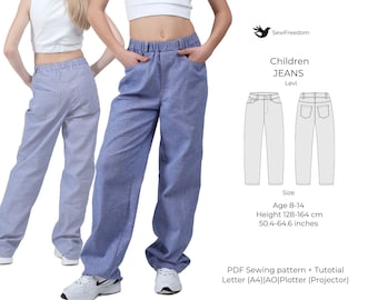 Children's Straight Jeans | Jeans PDF Pattern | Jeans Pattern 2-14 years| Pattern PDF KIDS| 8-14 years