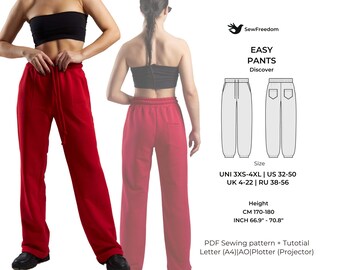 Pants for woman, joggers for woman, pdf pants, patterns for woman, Sewing Pattern, Height 170-180 cm| 66.9" - 70.8", Sizes 2XS-4XL