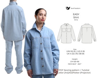 Women's Casual Shirt | Warm Shirt PDF Pattern | Shirt Pattern for Height 158-168 | Sizes XS-XL