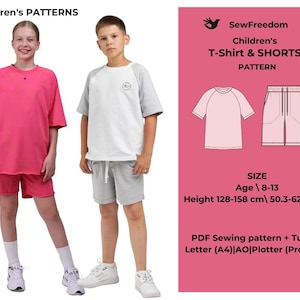 KiDS T-Shirt and Shorts Pattern | Age 8-13| Heigh 128-158 cm| Reglan T-Shirt and Shorts with Pockets | Easy Digital PDF Sewing Pattern