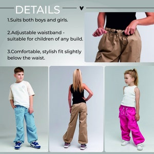 Girl Cargo Pants Pattern, Kids Baggy Pocket Pants patterns, Tech Style girl patterns, Girl Streetwear Pants / Height 128 158 50-62 inches image 2