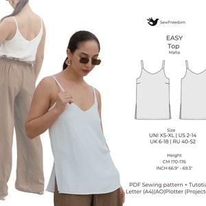 Women&#39;s Light Top | Summer Top PDF Pattern | Tank Top Pattern for Height 170-176 cm | Sizes XS-XL