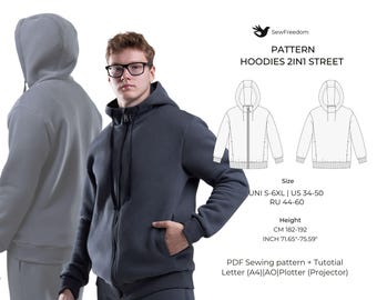 Men’s Hoodie | Stylish PDF Sewing Pattern | Sizes XS-XL | Height 182-192 cm
