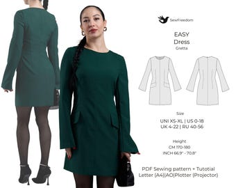 Mini Dress for Women | PDF Sewing Pattern | Pattern for Height 170-180 cm