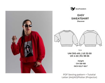 PDF Pattern for Discover Sweatshirt | Instant Download | XXS-4XL | women's pattern | sweater pattern| HEIGHT 158-168 cm (62.2-66.1 inch)
