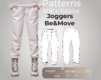 Jogger for Woman Pants PDF Sewing Patterns: Comfort Meets Style, Size 3XS-4XL, Height 170-180 (5'7" - 5'11")