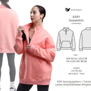 Sweat-shirt décontracté pour femmes | Sweat chaud Patron PDF | Modèle de cavalier pour hauteur 170-180