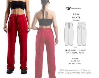Pants for woman, joggers for woman, pdf pants, patterns for woman, Sewing Pattern, Height 158-168cm| 62.2" - 66.1" , Sizes 2XS-4XL
