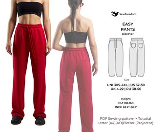 Pants for woman, joggers for woman, pdf pants, patterns for woman, Sewing Pattern, Height 158-168cm| 62.2" - 66.1" , Sizes 2XS-4XL