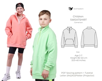 Children's Warm Sweatshirt | PDF Sweatshirt Pattern | Jumper Pattern for Kids from 2 to 7 years