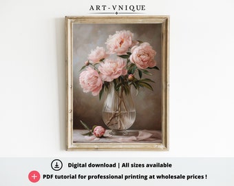 Moody Vintage Flower Print | Dark Floral Still Life Oil Painting | PRINTABLE Digital Antique Art