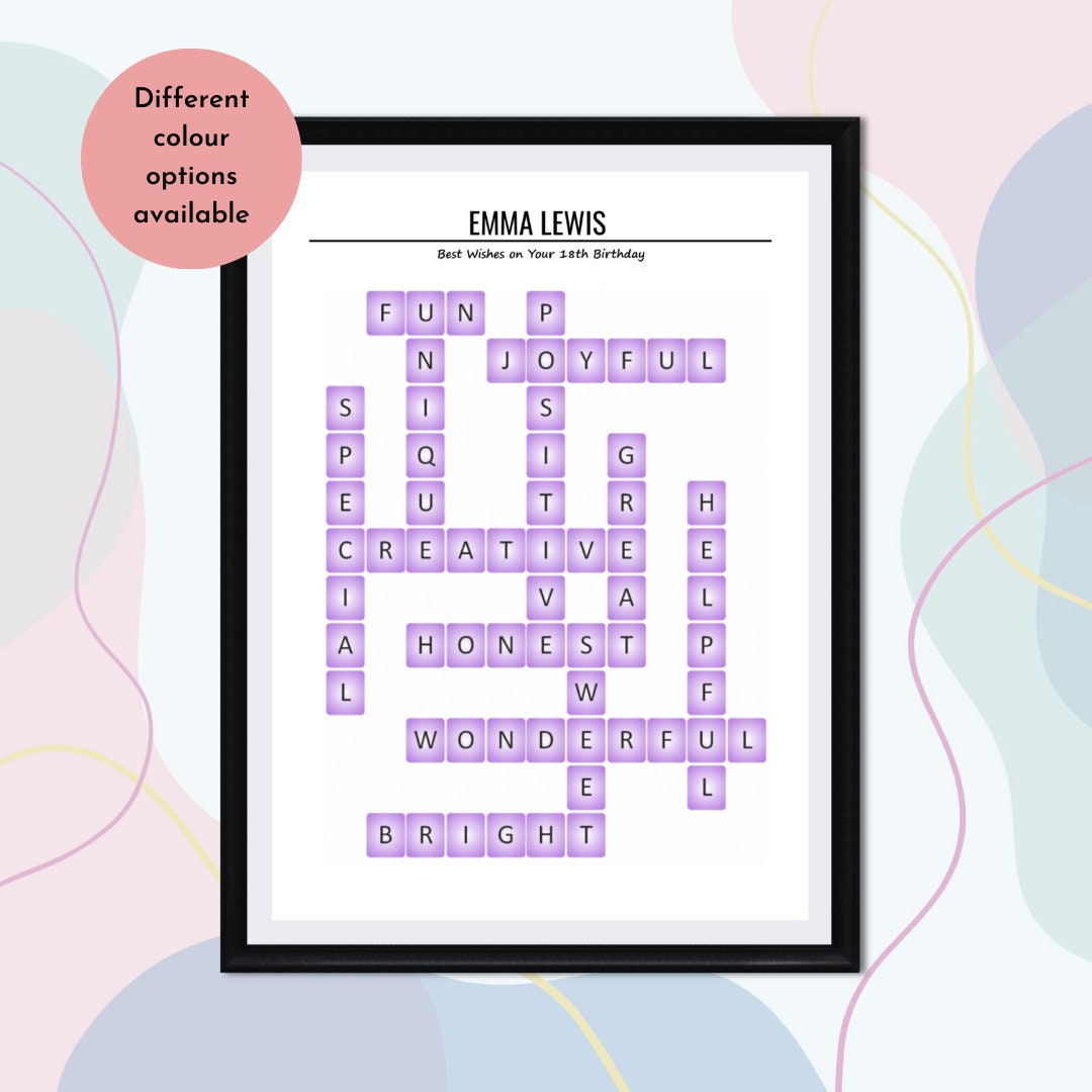 Custom Made Crossword Puzzle Happy Birthday Poster Prints Crossword Custom Made Crossword Puzzle Happy Birthday Poster Prints Crossword
