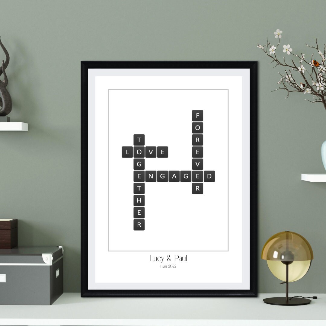 Custom Made Crossword Engagement Poster Prints Etsy