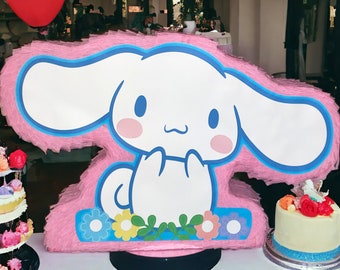 Piñata de Cinnamoroll: decoración para fiesta de cumpleaños, opción de tirar de la cuerda