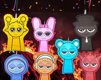 Sprunkis Pinatas ( Oren, Raddy, Jevin, Sky, Simon, Pinki, Durple, Mr. Black, etc)