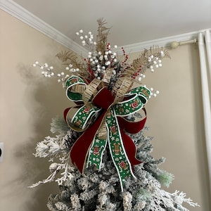 Gingerbread Christmas Tree Topper kit, Christmas Tree Topper, white tree topper, Christmas decor, Christmas picks and sprays