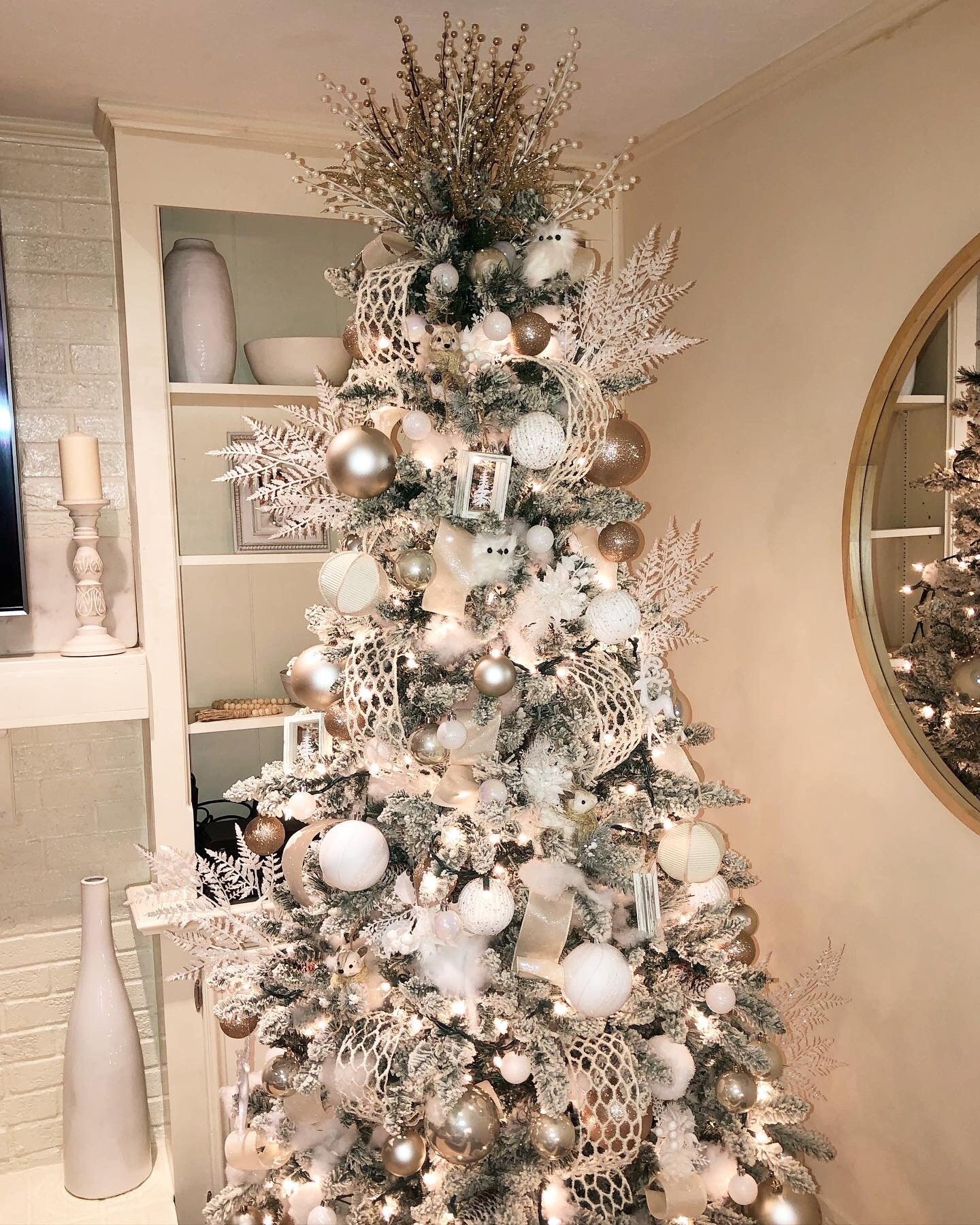 Winter Wonderland White and Gold Christmas Tree Kit Includes Ornaments Fillers Ribbon Furry Owl and Squirrel Ornaments Tree Topper Etsy