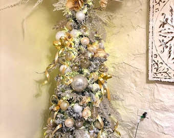 Luxury Gold & White Christmas Tree Ornament Kit: Designer Topper Set