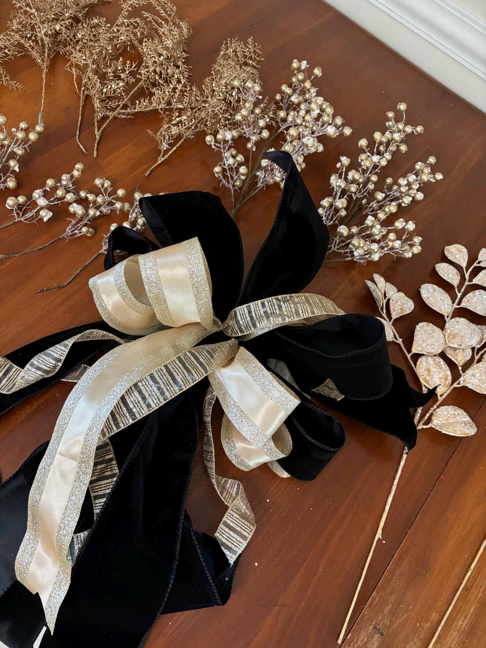 Black and Gold Christmas Tree Topper Kit, Christmas Tree Topper, Black ...