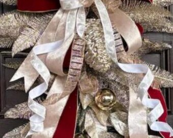 Rustic Christmas Swag with Velvet Bow: Holiday Front Porch Decor