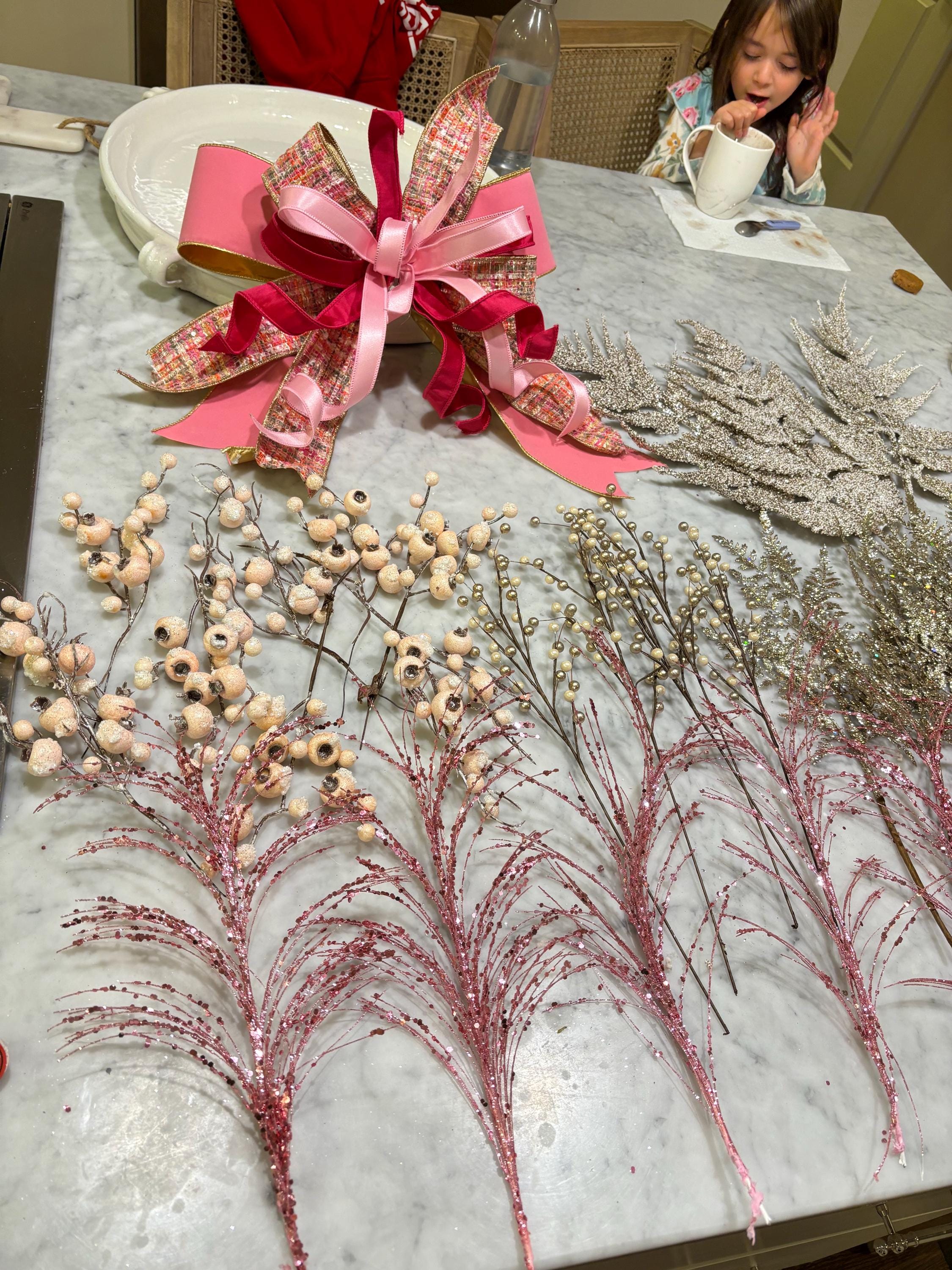 Tree Topper Kit Pink Christmas Tree Topper Kit, Berry & Feather Picks, DIY Decor - Etsy