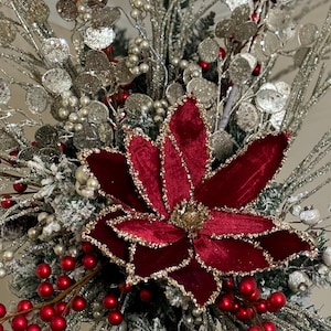 Champagne and Red Christmas Tree Topper Kit, Christmas Tree Topper, tree topper, Christmas decor, Christmas picks and sprays