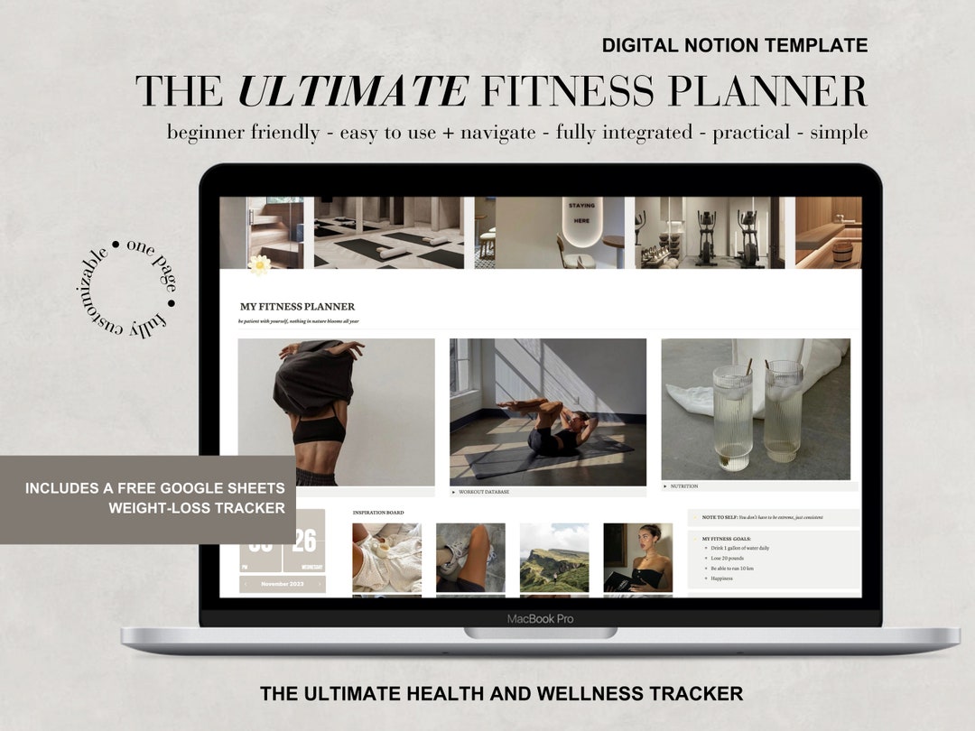 Notion Planner Weight Loss Tracker Notion Template Fitness Etsy UK