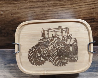 Vesperdose Brotzeitdose Lunchbox Edelstahl mit Traktor Fendt Claas John Deer......