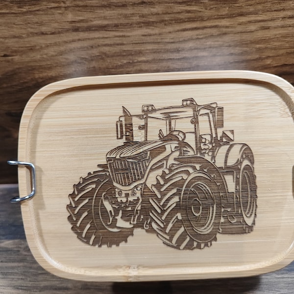 Vesperdose Brotzeitdose Lunchbox Edelstahl mit Traktor Fendt Claas John Deer......