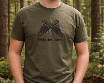 T-shirt, wood, men, teenager, chainsaw
