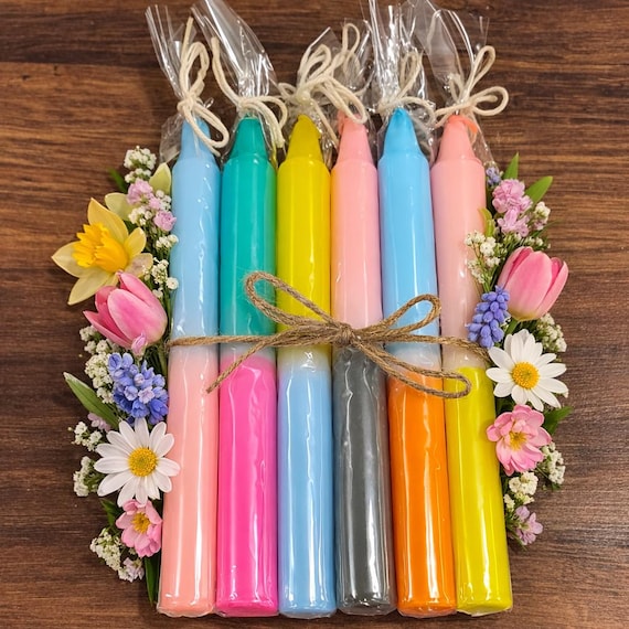 Kerzen, Frühling, Farbenfroh, Stabkerzen, bunt im Set