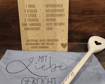 Housewarming gift, gift for mom, embroidered tea towel, gift set