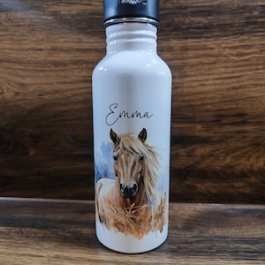 Gift Base Mascarpone Pferd Spaß Sportflasche 600 Ml - Metallflasche Mit 2 Kappen