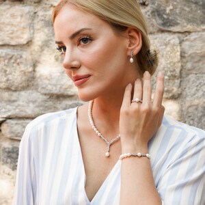 Pearl magic: 4-piece set with pearl necklace, pearl bracelet, pearl earrings and pearl ring, freshwater pearls and rhodium-plated 925 silver image 3
