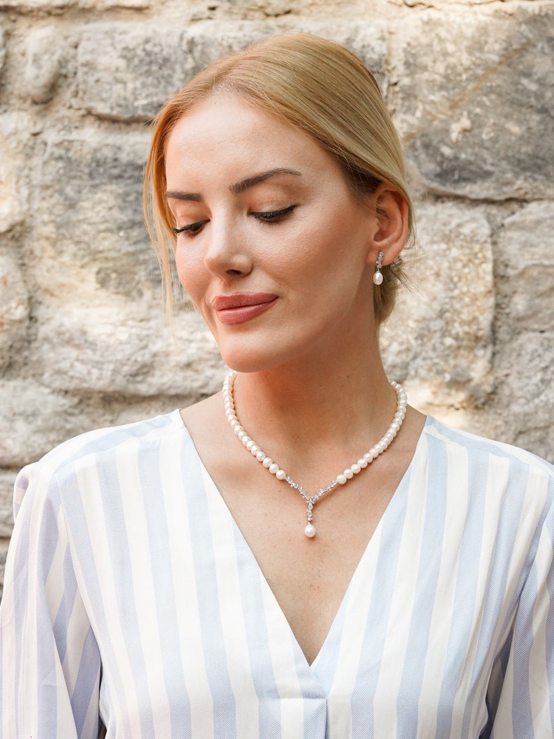 Pearl magic: 4-piece set with pearl necklace, pearl bracelet, pearl earrings and pearl ring, freshwater pearls and rhodium-plated 925 silver image 6