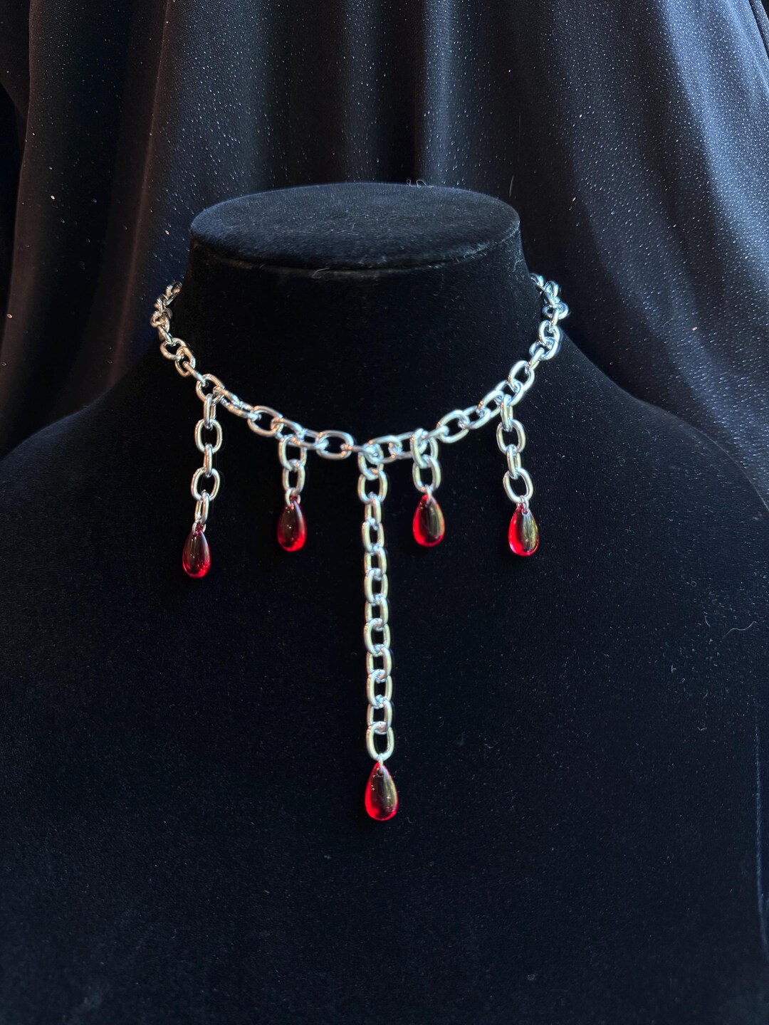 Gothic Blood Drop Chain Necklace – Vampire Choker, Red Teardrop Pendant ...