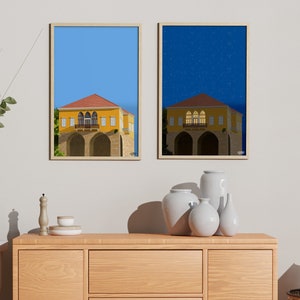 Lebanese Traditional House Art Print - Batroun Yellow House Art - Lebanese Art Poster - Lebanese Art Gift - Lebanese Architecture Art Print